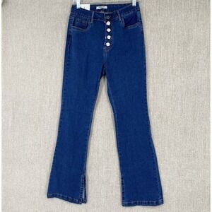 American Bazi Jeans Womens Large 26 Bootcut High Rise Slit Button Fly Stretch